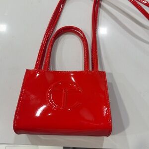 Red Telfar Patent Mini Tote Bag